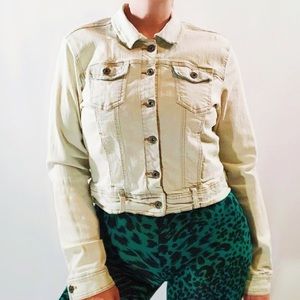 Vintage 90s Blue Crush off white denim jean jacket